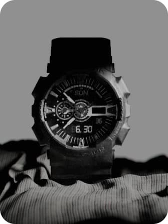 black and white clock